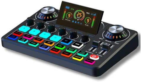 Tuidzljd Scheda Audio Elettronica, Scheda Audio Live con Effetti Mixer DJ e Voce, Scheda Audio con RGB, Scheda Audio per Registrazione in Streaming Live, Attrezzatura per La Registrazione Music