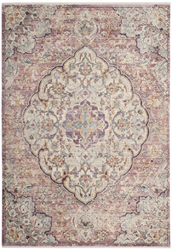 SAFAVIEH Traditionell Teppich für Wohnzimmer, Esszimmer, Schlafzimmer - Illusion Collection, Kurzer Flor, Creme und Rose, 91 X 152 cm