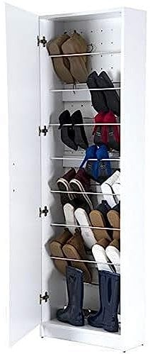 TOPKIT | Mueble Zapatero con Espejo Danubio 56AB | Medidas 171 x 54 x 24 cm | Armario Zapatero | Zapatero con Espejo | Blanco