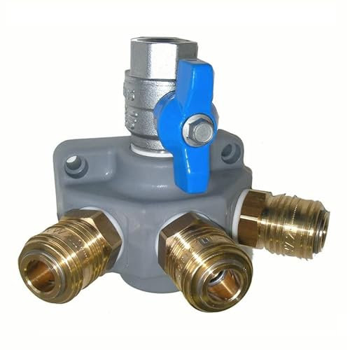 Druckluftverteiler EVA 34-G3, Kupplung 3-fach Kugelhahn 3/4 Kunststoff Grau