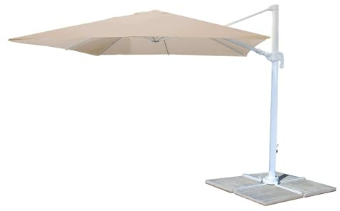 MilaniHome.it - Ombrellone da Giardino 3x3 Palo Laterale Bianco Telo Tortora per Esterno Ristorante Gelateria Bar Hotel Albergodi coloreTortora