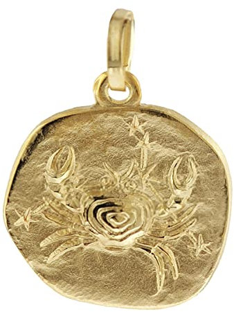 trendor Sternzeichen-Anhänger Krebs 333 Gold 16 mm Anhänger Tierkreiszeichen für Damen, Herren und Kinder, Echtgold, 08725-07