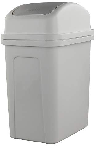 Bblie 10 Liter Basura Puede, Plástico Papelera de la Basura con la Tapa Superior (Gris)