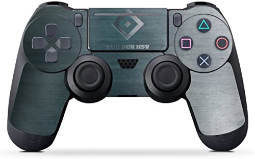 DeinDesign Skin kompatibel mit Sony Playstation 4 Slim Controller Folie Sticker HSV Hamburger SV Metallic Look