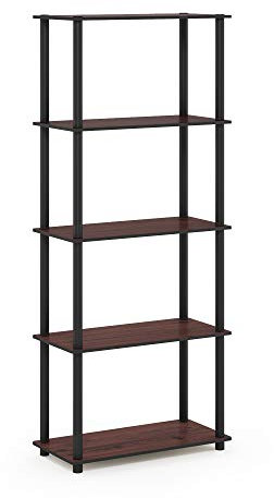 Furinno Turn-N-Tube Espositore multiuso a 5 livelli, ciliegio scuro/Nero