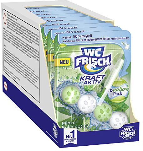 WC Frisch Kraft-Aktiv Pro Nature Minze und Eukalyptus WC-Reiniger und Duftspüler, 10 x 1 Stück