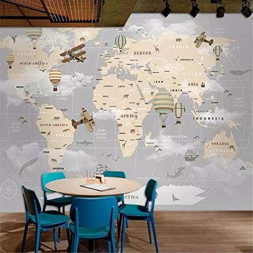 Murale Fond D'Écran Papier Peint Intissé Carte Du Monde De Bande Dessinée 3D De Papier Peint De Carte De Monde De Dessin Animé De Mur D'Enfants Chauds Fond D'Écran De Mur De Fond D'Écran 3D De Behang