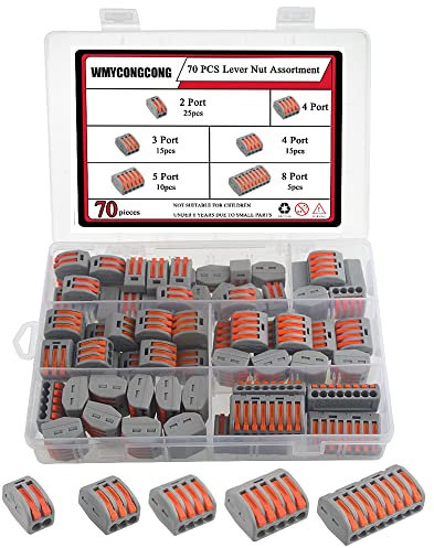 WMYCONGCONG 70 PCS Lever Nut Wire Connector Assortment Conductor Compact Wire Connectors Electrical Connectors 2/3/4/5/8 Port