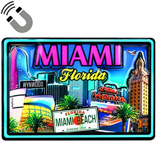 World By Shotglass Miami Florida Scene Dual Layer MDF Magnet 5,7 x 8,9 cm