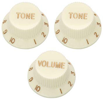 Metallor Speed Control Knobs 1 Volumn 2 Tone Fits Metric Pots Knobs Compatible with Fender Strat Stratocaster Style Electric Guitar. (Cream)