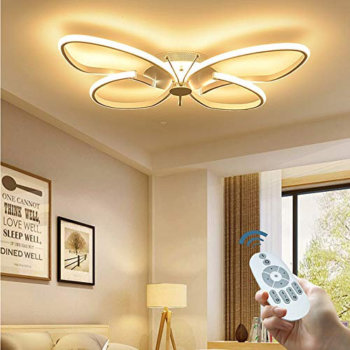 LED 40W Deckenleuchte Modern Kreative Schmetterling Deckenlampe Stilvolle Schlafzimmerlampe Kinderzimmer Leuchte Wohnzimmerlampe Flur Lampe Balkon [Energieklasse A++],Weiß,38cm/dimming