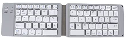 ASHATA Clavier Bluetooth Portable Touches Silencieuses Clavier sans Fil Pliable Léger pour iOS/pour Android/pour Téléphone Tablette PC Windows(Gris)