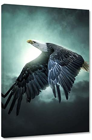 Hustling Sharks® Tierbilder auf Leinwand als XXL Wandbild Der Adler - Tierbilder im Hochformat (30x45cm), Wandbild Tier, Bilder Deko Wohnzimmer, Wandbild Schlafzimmer, XXL Bild, Leinwand Bilder