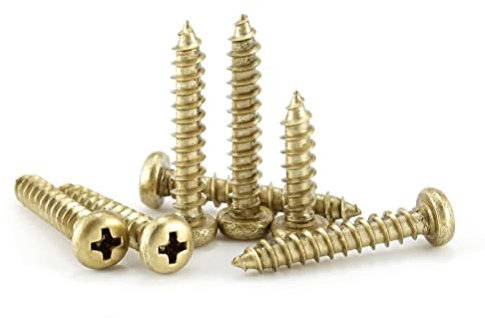 CONPHERON Brass Round Head Self Tapping Screws Phillips Round Head Wood Screws M4x16mm, 20 pcs