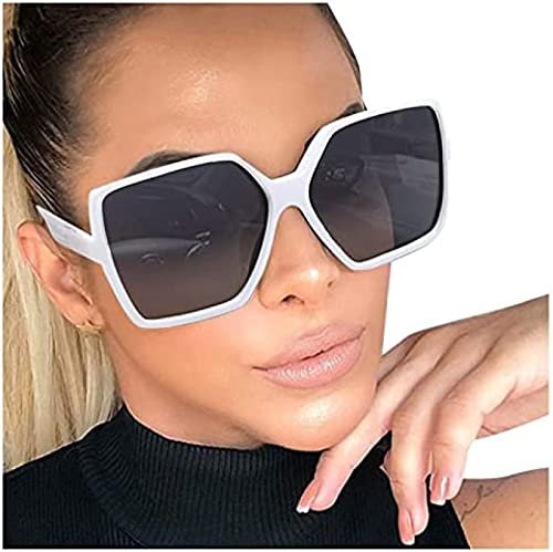 Youning Damen Herren Vintage Retro Groß Sonnenbrille Quadratische Durchsichtige Sonnenbrille Outdoor Brille UV400 Schutz Polarisierte Sonnenbrille für Unisex Gradient Lens Eyewear Sunglasses