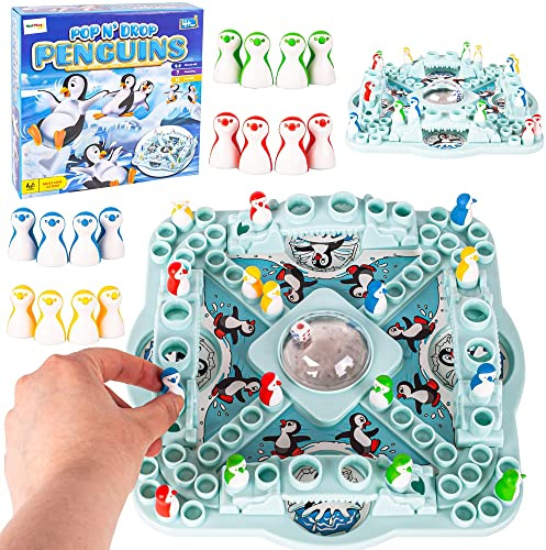 MalPlay Brett-Gesellschaftsspiel Pinguin ärgere Dich Nicht 2-4 Spieler für Familien & Freunde