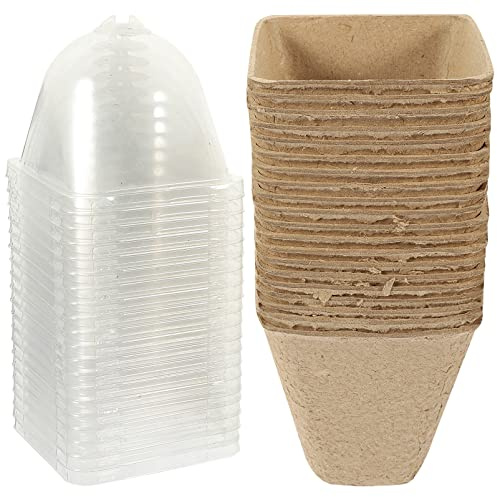 Jardín Frutas Verduras Plántulas Macetas Bandejas de semillas Bandeja for macetas, 20 piezas Macetas de vivero con cúpula de humedad Macetas de arranque Macetas de turba biodegradables con orificio Pl