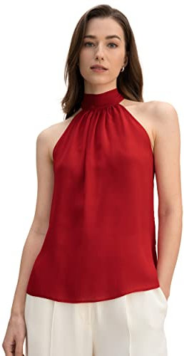 LilySilk Damen Seide gestrickte Bluse Frauen Schwarze Streifen Kurzarm Shirt Mädchen Basic vielseitiges Sommer Top für lässige Arbeit täglichen Gebrauch(Granatapfelrot,36)