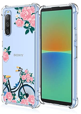 RankOne Coque de Téléphone Convient pour Smartphone, Compatible with Sony Xperia 10 III (6 inches) Transparent TPU Silicone Color Drawing Pattern Case - Fleurs 9