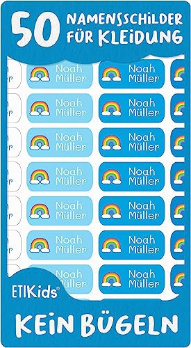 50 Namensaufkleber für Kleidung und Gegenstände, personalisiert mit Text und Symbolen. Namensschilder für Kindergärten, Schulen. Namensschilder waschmaschinenf und geschirrspüler. (50, Farbe 14)