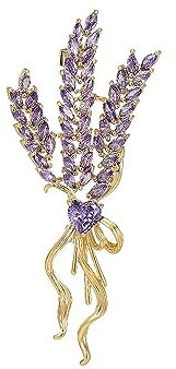 JadeAngel Broche en forme de fleur de lavande pour femme - Mode - Violet - Oreille de blé - Broche pour bouquet de bijoux - Cadeau, Laiton, Zircon cubique