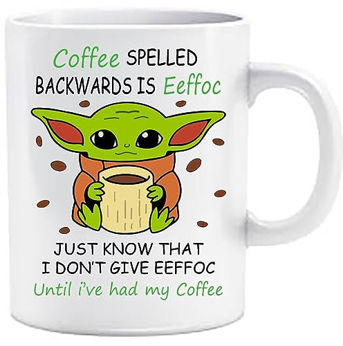 Top Banana Gifts Eeffoc - Funny Baby Yoda - Funny Humour Work Coffee Tea Gift Novelty Office Boss Ceramic White Cup 11oz Mug Tasse
