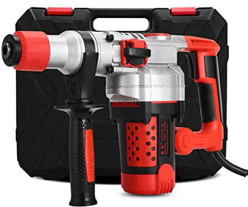 Rotary Hammer Drill 9Amp 2000W Heavy Duty Hammer SDS-Plus, 3 Functions, Speed Regulation Electric Rotary Hammer, Swivel Adjustable Handle Drilling Chisel Flat Bit w/Carrying Case