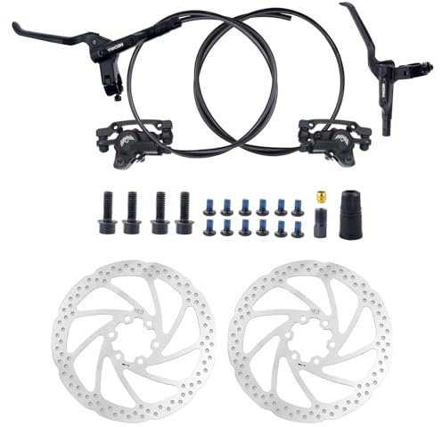 WEEROCK Hydraulisches MTB-Bremsen-Set, Fahrrad-Scheibenbremsen-Set mit linkem 800-mm-Kabel, rechts hinten, 1550 mm Kabel, 160 mm Rotoren, Aluminiumlegierung, hydraulische Bremse, passend für