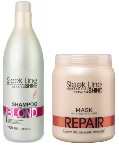 STAPIZ SLEEK LINE BLUSH BLOND Shampoo & Stapiz Haarmaske – Haarkur für blondiertes und rotes Haar (2 x 1000 ml) – Shampoo blondes Haar & Maske haare Intensivpflege