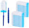 Set di 50 spolverini con asta di estensione, spolverino in microfibra bifacciale, estendibile con 1 asta telescopica per tavoli, soffitti alti, mobili (colore blu e bianco)