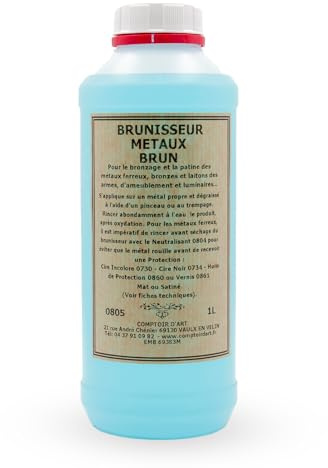 Comptoir d'Art - Brunisseur Métaux (0805) - Cuivre - Bronze - Laiton - Zinc - Nécessite Neutralisant (0804) pour application sur Métaux Ferreux (Brun, 1L)