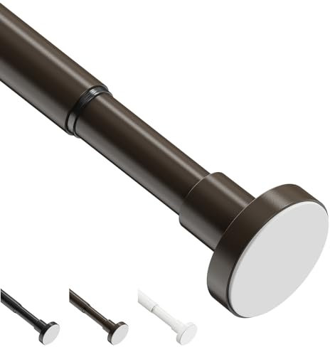 WELDUN Extendable Shower Curtain Tension Rod, 48-82CM No Drill Telescopic Shower Curtain Rod, Adjustable Spring Rod for Window Bathroom, Bedroom, Bronze