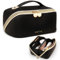 Prite Große Kapazität Kosmetiktasche Tragbare Reise Make Up Tasche wasserdichte PU-Leder Schminktasche oder Kulturbeutel mit Transparente Trenner und Griff(Schwarz)