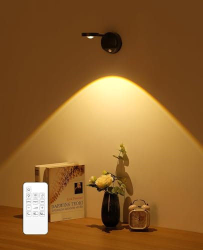 Spotlight Battery Operated, Motion Sensor Picture Light LED Cat-Eye Bulb Wall Sconce, Stick on Display Accent Lighting Dimmable 360° Rotation Rechargeable for Paintings (Black, 1Pack-Remote)