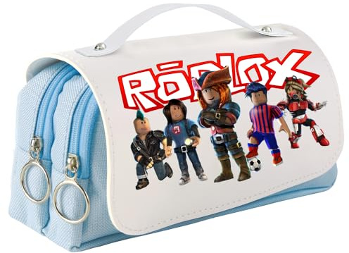 MAJEQZGY Roblox Federmäppchen mit Reißverschluss Smoothy Großes Fassungsvermögen Großes Federmäppchen mit Griff Langlebiges Federmäppchen für Teenager Kosmetiktasche (Fußball Spielen)