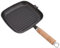 HAOHIZE Cast Iron Skillet,Cast Iron Skillet with Wooden Handle Square Uncoated Nonstick Cast Iron Grill Pan for Meats Steak Fish