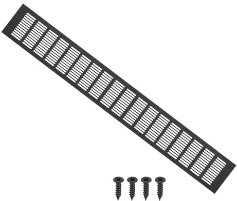 PATIKIL 27.6 x 4 Pulgada Cubierta De Ventilación De Puerta, Rejilla De Aluminio Cubierta De Ventilación Con Persiana Y Tornillos De Montaje Para Puerta De Armario O Gabinete, Negro
