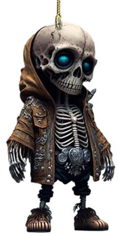 Generisch Schwingender Totenkopf-Autoanhänger – Acryl-Schädel-Anhänger, Rückspiegel-Dekoration Und Heimdekorationszubehör Für Rucksack, Auto, Rückspiegel