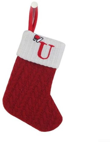 Weihnachtsstrümpfe, festlicher roter Strick-Weihnachtsstrumpf mit Schneeflocken-Detail (U)