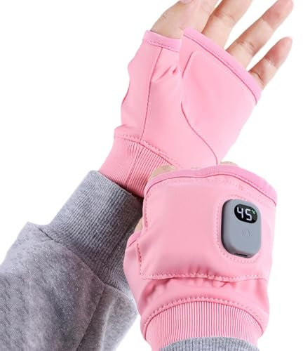 Guantes de Trabajo con calefacción, Calentamiento rápido, Recargables por USB, Touchscreen 3 velocidades, Ajustables, sin Dedos, Guantes calefactados de Invierno para Deportes al Aire Libre