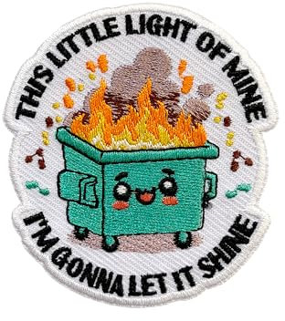 MEIYSTICK This Little Light of Mine Embroidery Patches for Clothes Backpacks Hats Jeans Bags, Dumpster Fire Size 3 Iron On Patch or Sew On Patches, Applique Embroidery Patches, Gift for Boys Girls