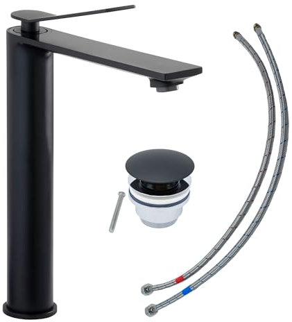 SCHÖNER WOHNEN-Kollektion Waschtischarmatur VIOLA L, Mattschwarz, Wasserhahn geeignet für Aufsatzwaschbecken in Ihrem Bad
