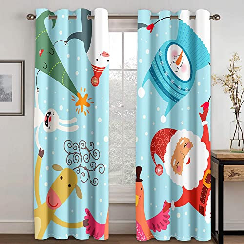 KLZUOPT Exquisiter Verdunkelungsvorhang mit Weihnachtsmotiv, Tiere, Cartoon-Motiv, 279 x 298 cm, superweiche Vorhänge für Schlafzimmer, Verdunkelungsvorhang und Ösenvorhang für Kinderzimmerdekor