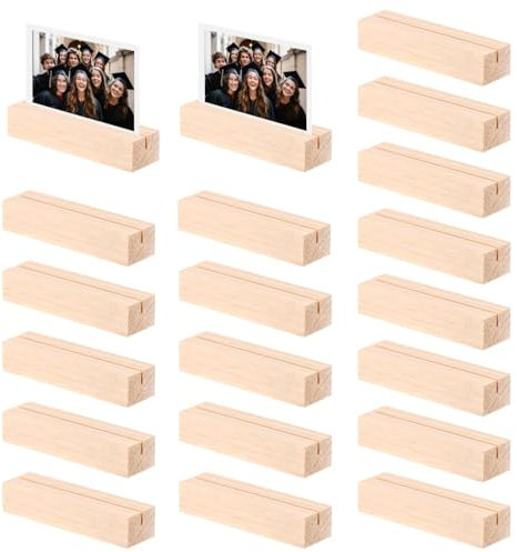 OctBird 20PCS Porte Carte Bois Porte Menu Mariage,Porte Cartes de Table en Bois Support Titulaire Porte Numéros de Table,Porte Photo Support Carte Support Photo pour Mariage Fêtes Banquets Restaurant