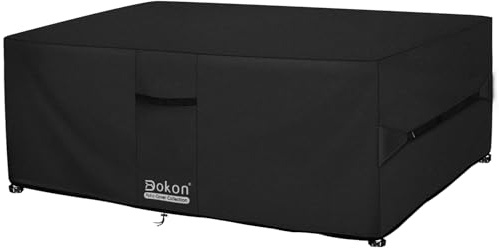Dokon Funda para Muebles de Jardín Impermeable Funda Protectora Mesa Exterior con Salidas de Aire, Anti Viento, Anti UV Tela Oxford 420D Cubierta Muebles Terraza, Rectangular (242x162x100cm) - Negro