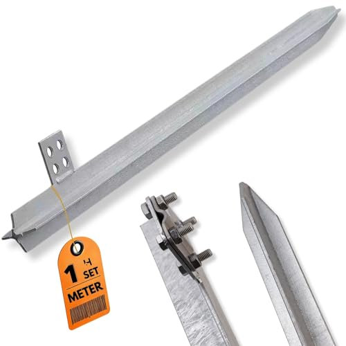 HausHeld® Kreuzerder verzinkt 1m mit Anschluss für Runddraht Ø 8–10mm & Erdungsband 30mm – Kreuzprofil-Staberder zur Erdung, Blitzschutz & Potentialausgleich – stabile Erdungsschelle