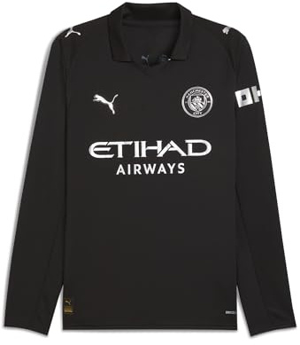 PUMA Mens Manchester City 25/26 Long Sleeve Away Jersey | Official replica football shirt; regular fit; dryCELL moisture-wicking; breathable fabric