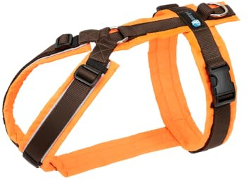 Anny-X Brustgeschirr Protect Leuchtorange-Braun | Sicherheits-Hundegeschirr Größe L-Lang (Brustumfang 70-86 cm)