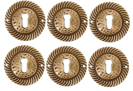 Plaque de Clé Vintage Ronde en Alliage de Zinc, 6 Pièces Décoratives | Serrure de Meuble, pour Tiroirs et Armoires, Style Rétro Café, Cache-cadre à Trou de Serrure