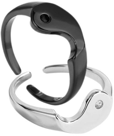 LIFKOME Paar Yin Yang Partnerringe 1 Paar Legierung, Verstellbar | Verliebte, Dekoratives Design, Valentinstag und Geburtstag, Stilvoll als Paarschmuck